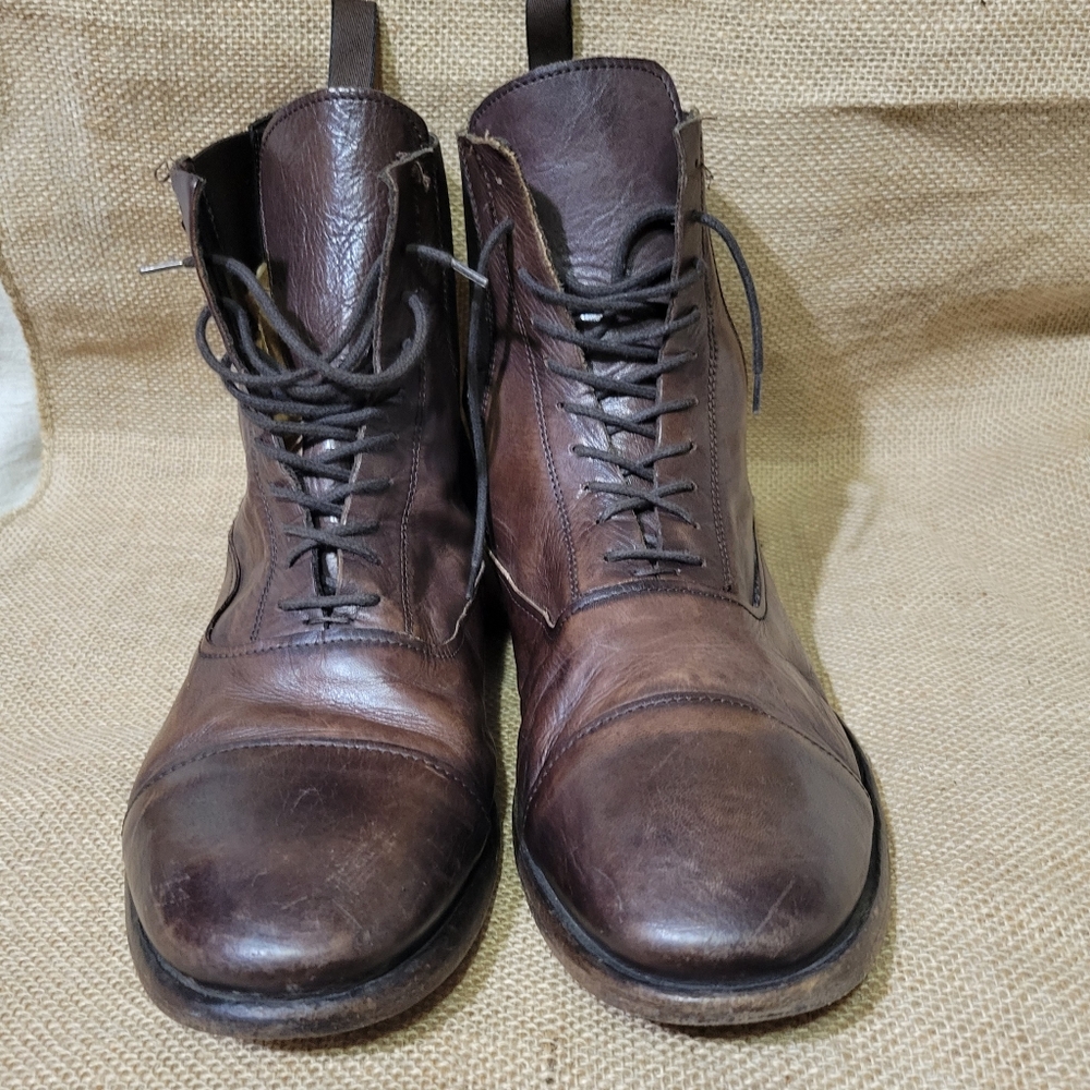 Kenneth Cole Brown Leather Rebound Lace up boot size  11.5 Made In Italy